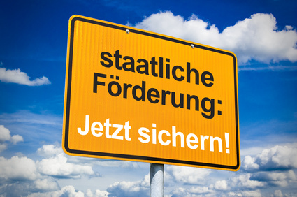 Ortsschild mit Förderung